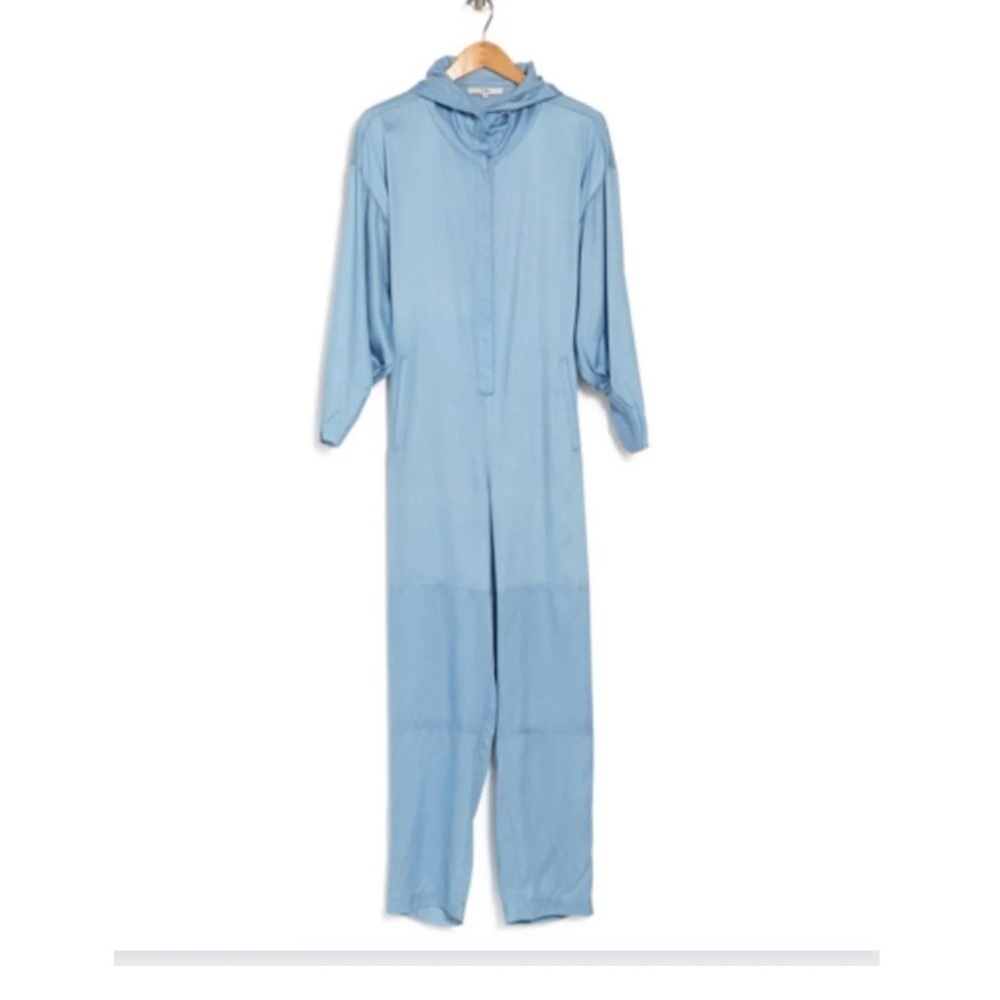 TIBI Chambray Dr Hoodie Jumpsuit, Size S, Color: Ligde (Sky Blue), Long …